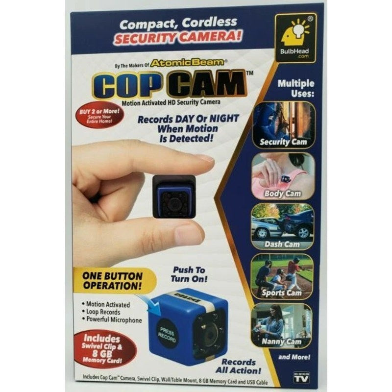 Mini Security Camera by BulbHead Body Cam Dash Cam w/ Clip