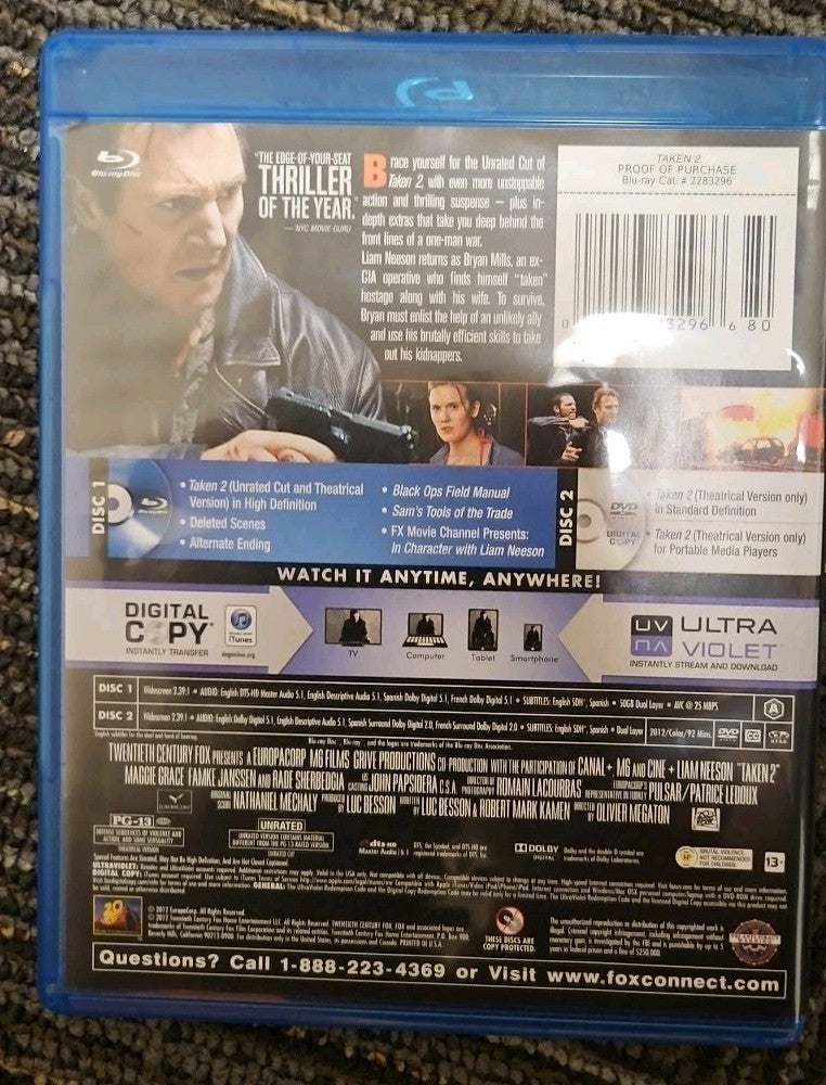 Taken 2 (Blu-ray/DVD, Unrated) Brand new sealed no digital download