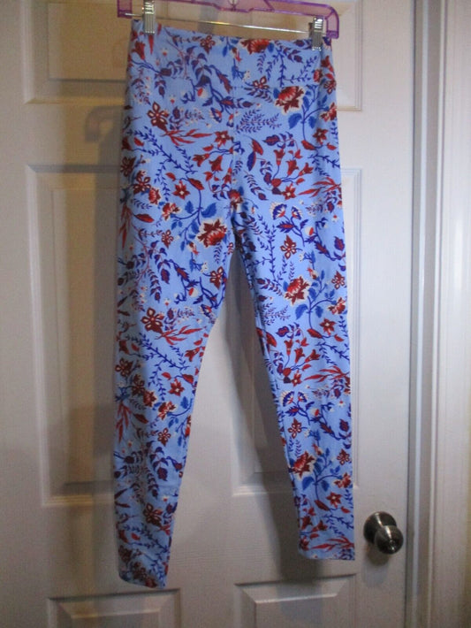 LuLaRoe Red White Blue Floral Leggings OS NEW