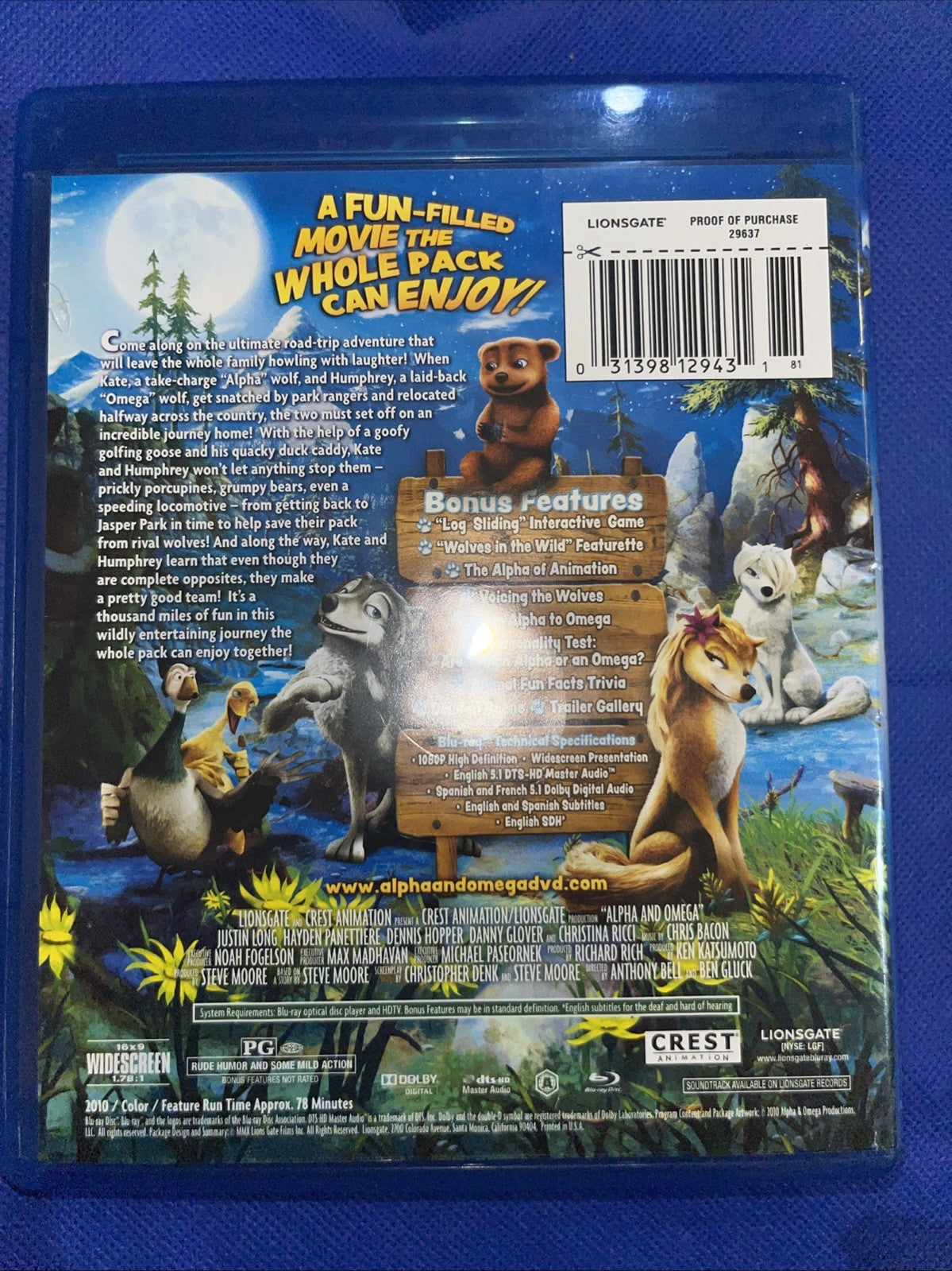 Alpha and Omega (Blu-ray, 2010) Sealed