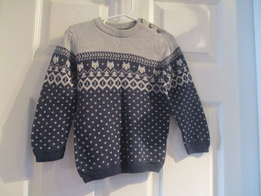 H&M Navy and Gray Fox Fair Isle Sweater 1½ - 2 Yrs
