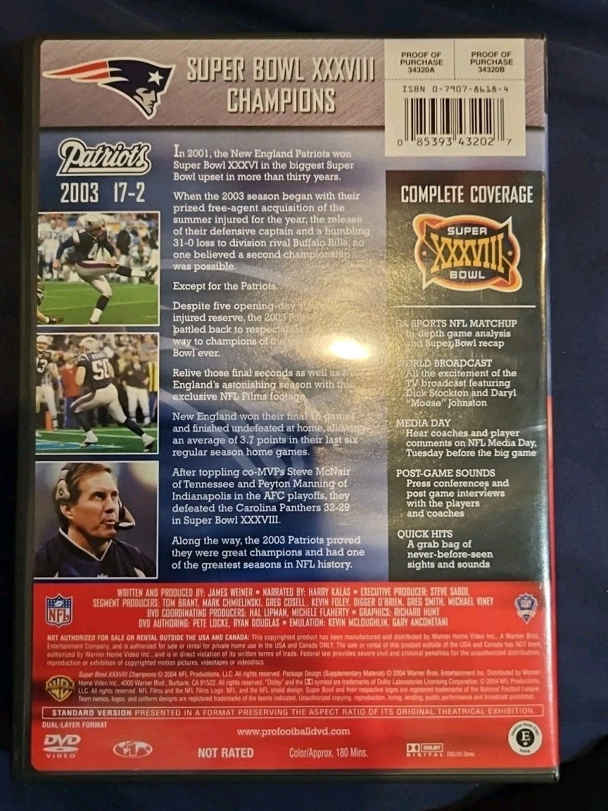 Super Bowl XXXVIII (DVD, 2004)