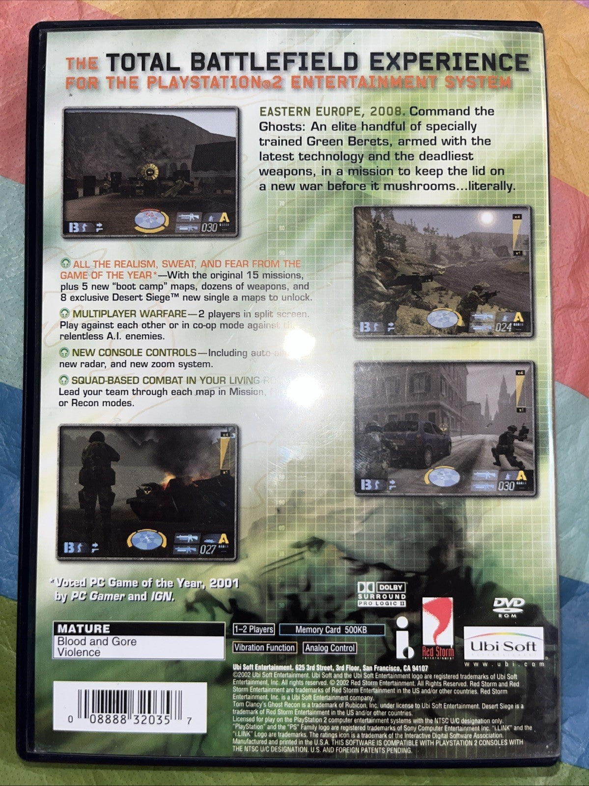 Tom Clancy's Ghost Recon (PS2) CIB W/Manual + Reg Card. Original Case