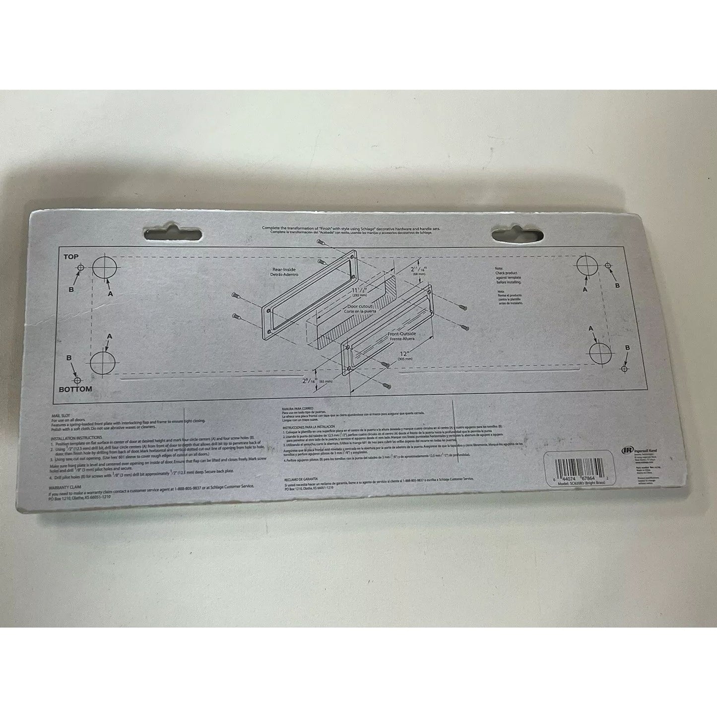 Schlage Polished Brass Metal Mail Slot 11.5" x 2.5" - Brand New