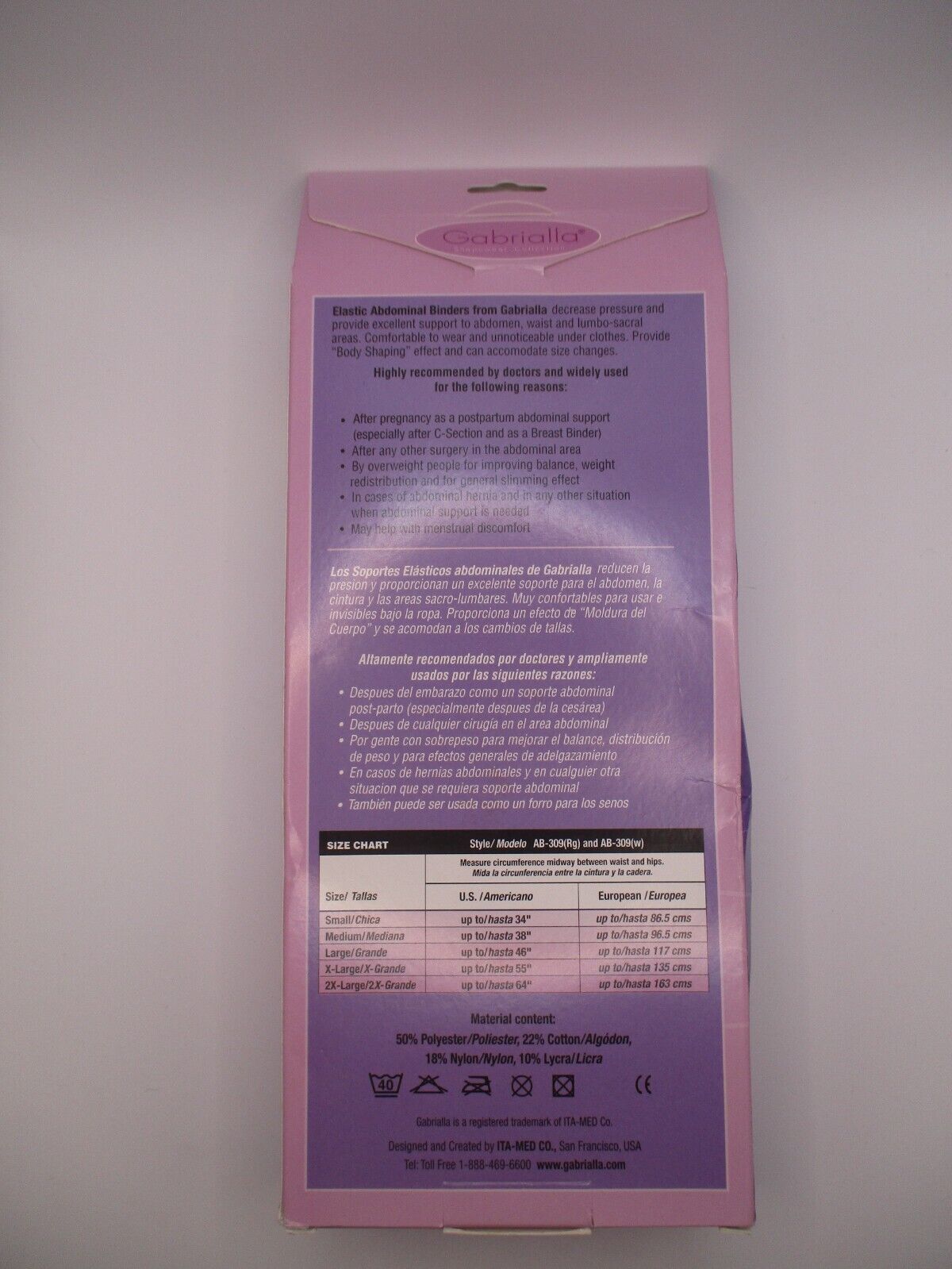 GABRIALLA 9” Wide Breathable Abdominal  Back Support Binder for Women AB-309 W
