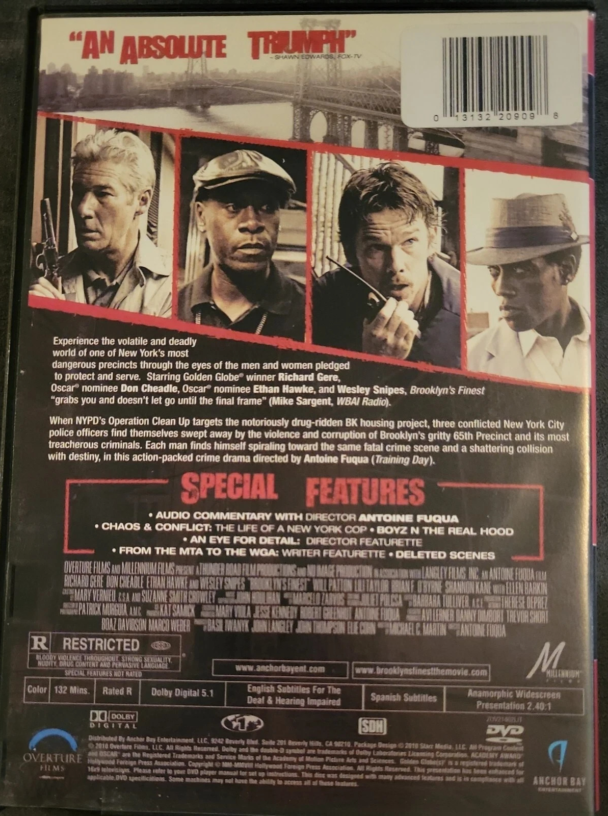 Brooklyn's Finest (DVD, 2010) Richard Gere, Ethan Hawke, Don Cheadle.