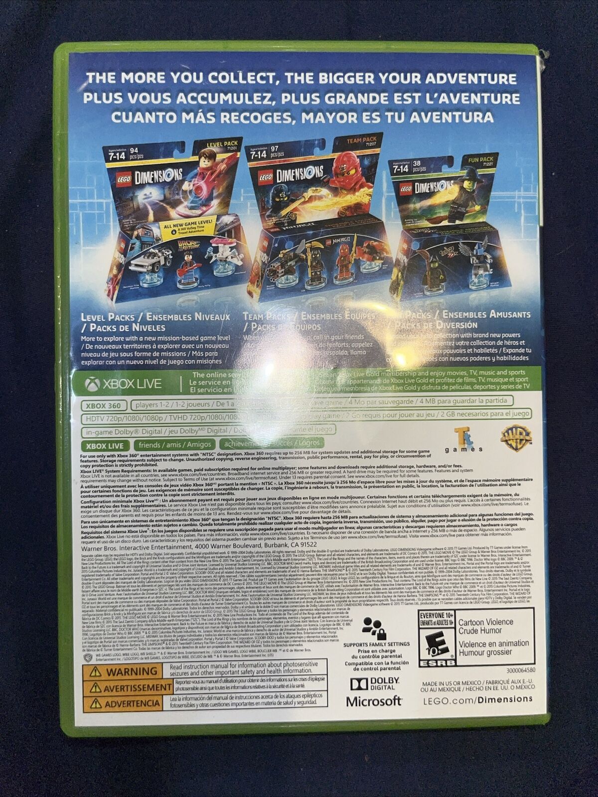 Lego Dimensions (Xbox 360) With Booklet, New Case, Tested