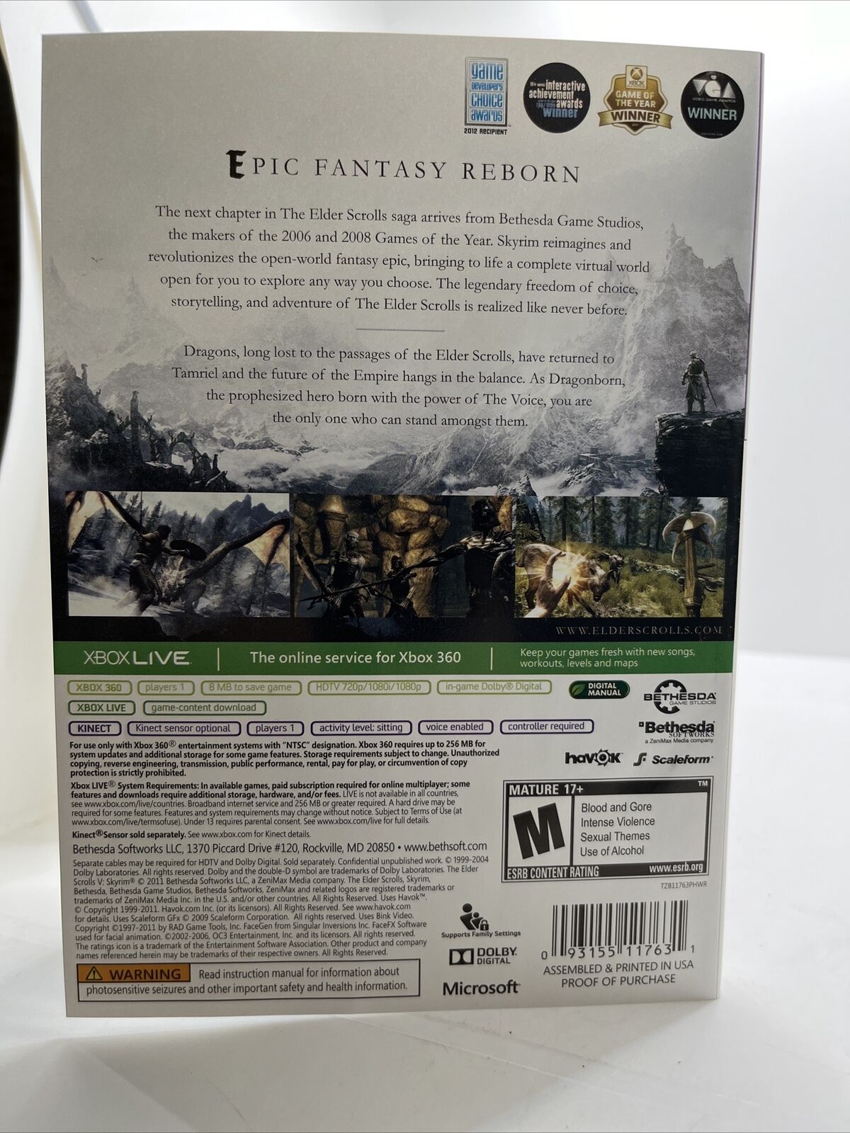 Elder Scrolls V: Skyrim Xbox 360 Video Game