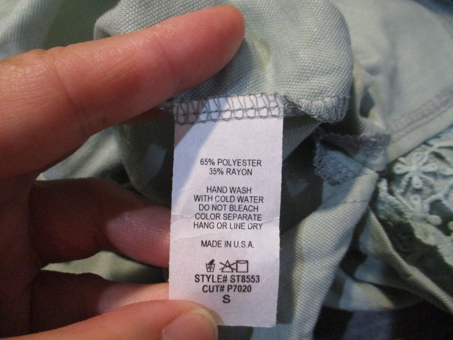 Hailey & Co Mint Green Blouse with Lace Small NEW