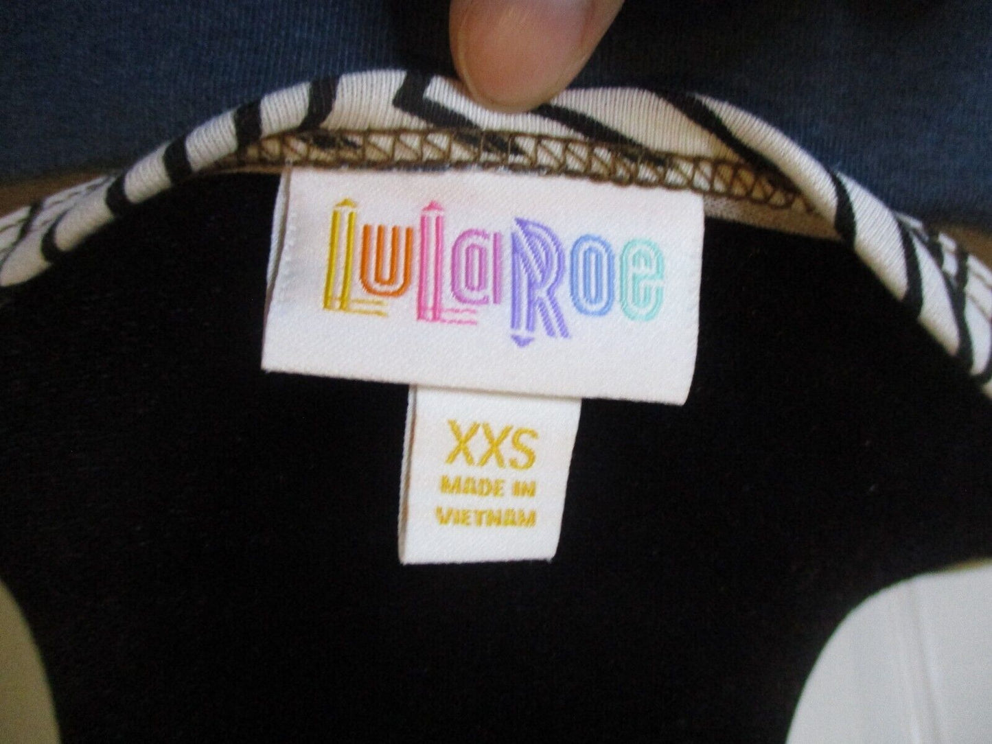 LuLaRoe Irma Blue Brown Black White Stripe Tunic XXS NWOT