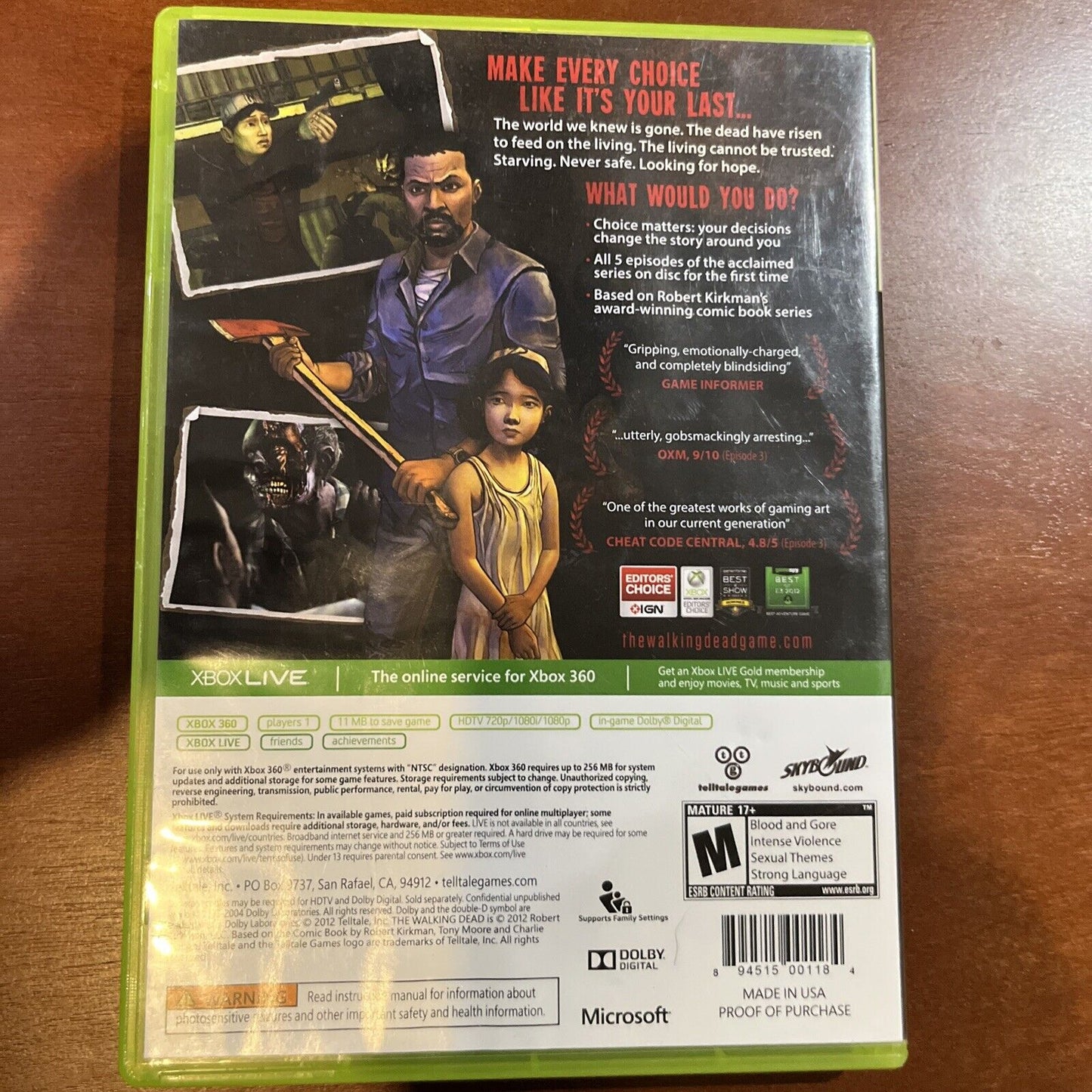 The Walking Dead: A Telltale Games Series ( Xbox 360) no case. Tested.