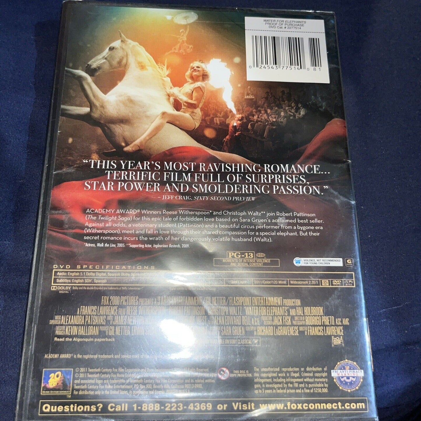 WATER FOR ELEPHANTS DVD (REESE WITHERSPOON / ROBERT PATTINSON) NEW IN SEALED BOX