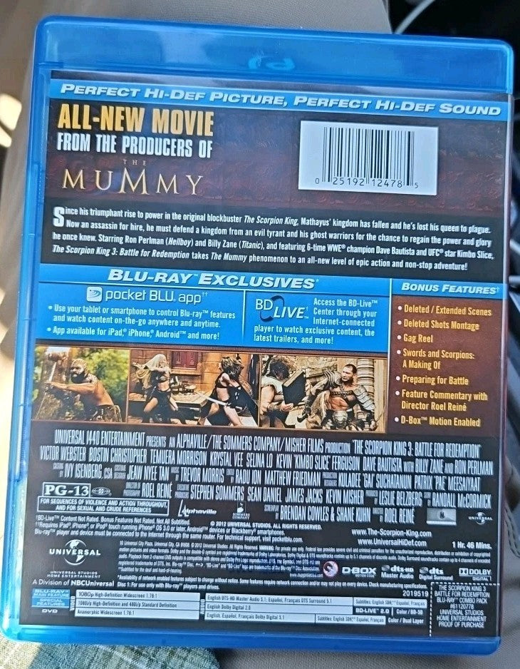 The Scorpion King 3: Battle for Redemption (Blu-ray/DVD, 2012, 2-Disc Set,...