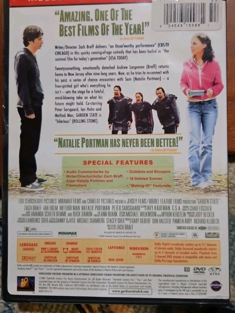 Garden State (DVD, 2004) New Sealed