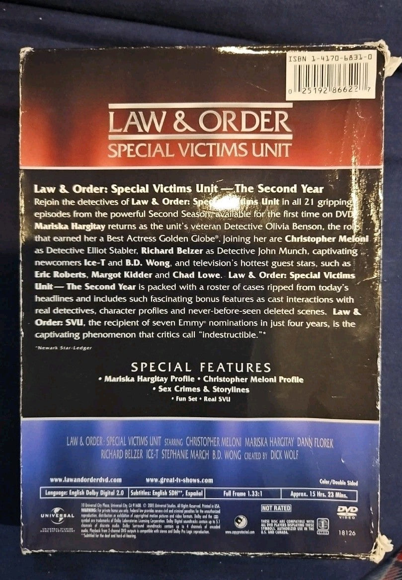 Law & Order: Special Victims Unit - The Second Year (DVD, 2005, 3-Disc Set)