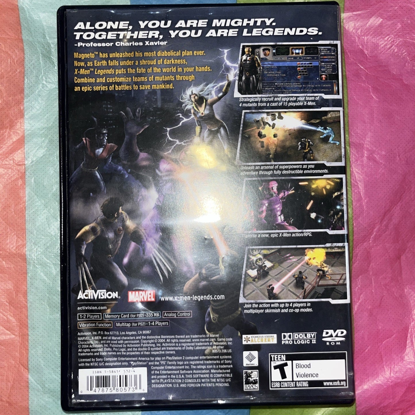 X-Men Legends (Sony PlayStation 2, 2004) Tested. Manual. New Case