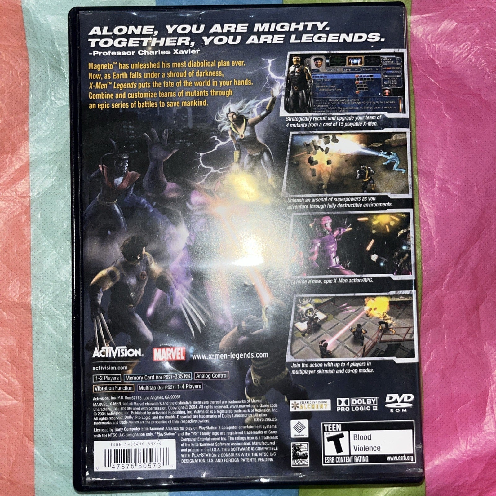 X-Men Legends (Sony PlayStation 2, 2004) Tested. Manual. New Case