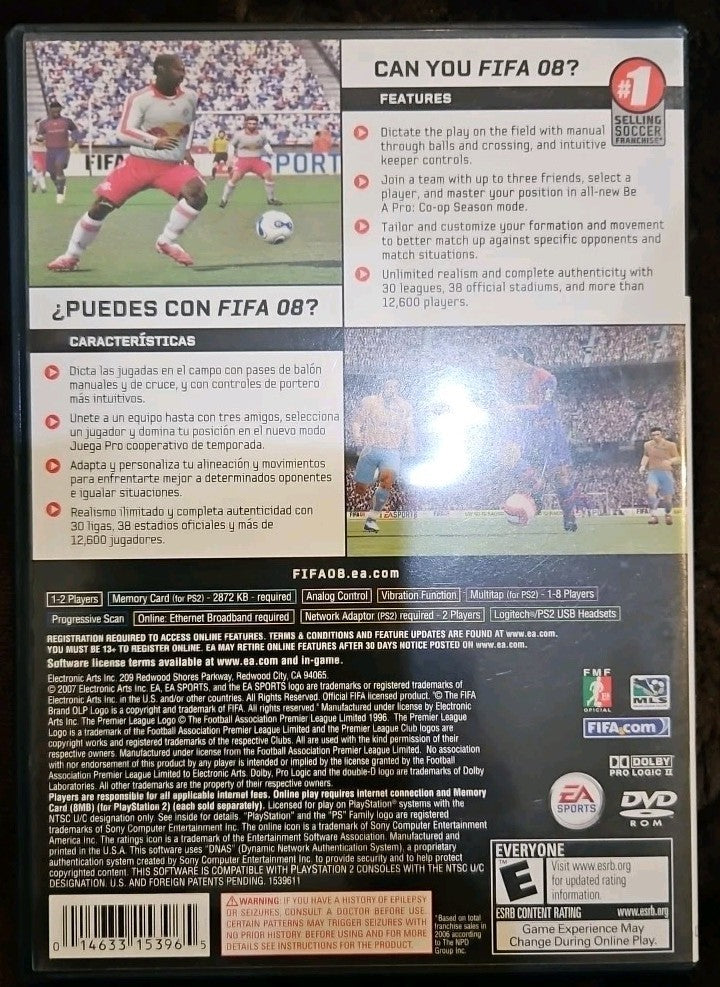 Fifa 08 - Sony PlayStation 2. No Game. Case + Artwork + Manual ONLY