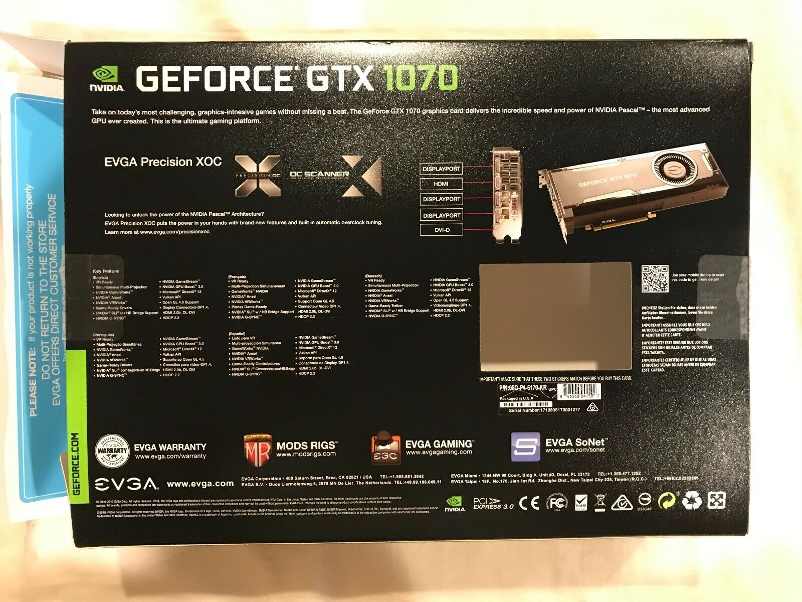 Empty Box - Nvidia Gigabyte Geforce 1070 All Original Contents