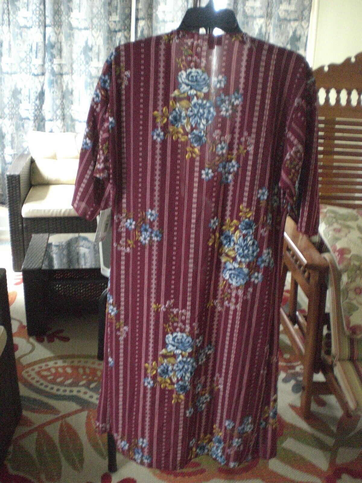 NWT Lularoe Shirley Kimono Cover Up Maroon with Blue White Floral SMALL