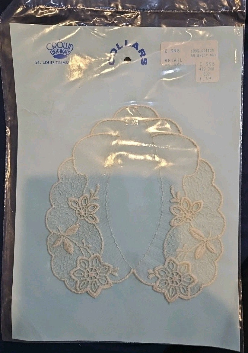 3 Count St. Louis Trimming "Lace" Collar Polyester/Cotton Washable NEW