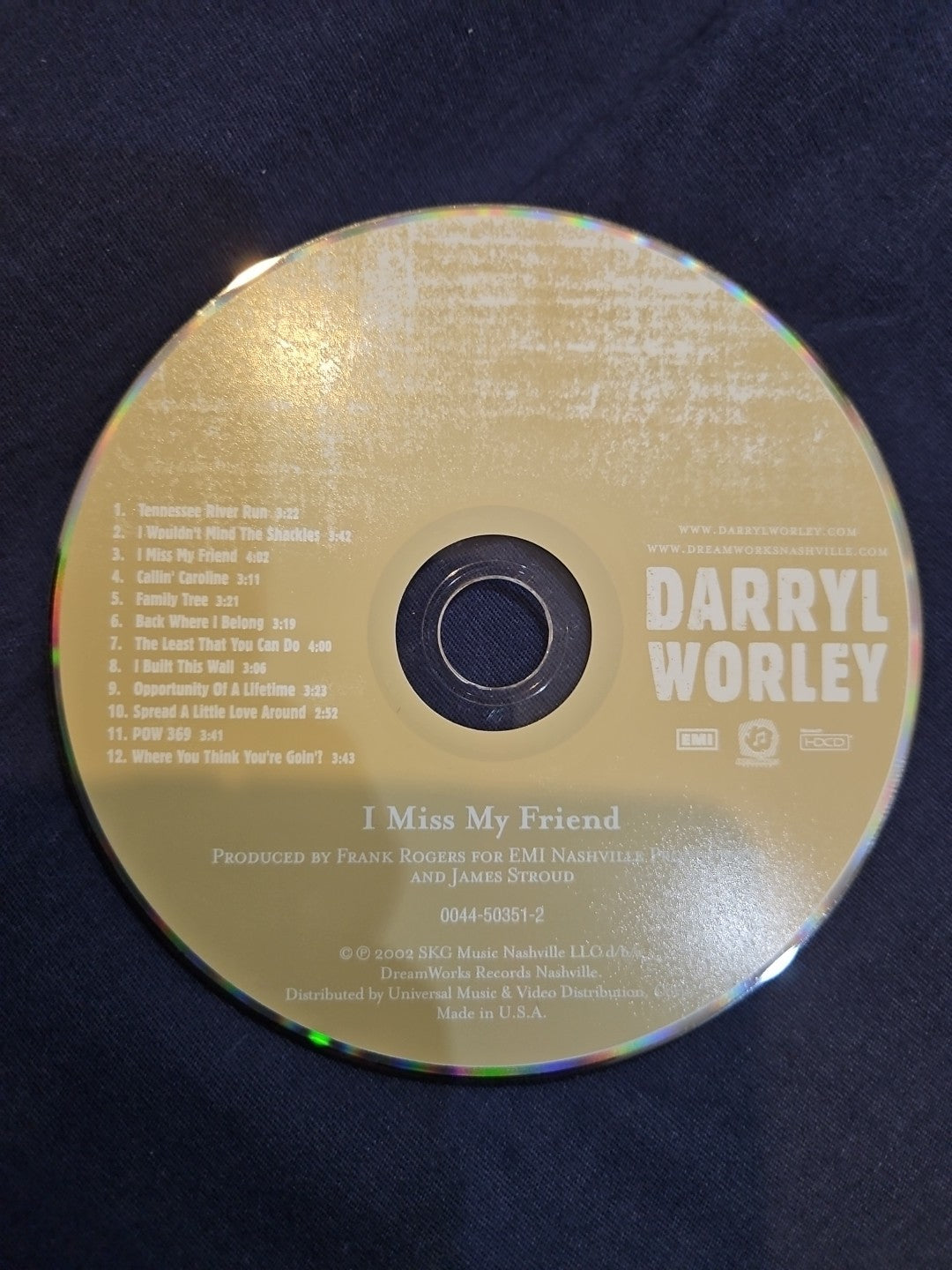 Darrell Worley I Miss My Friend (CD)  Disc Only