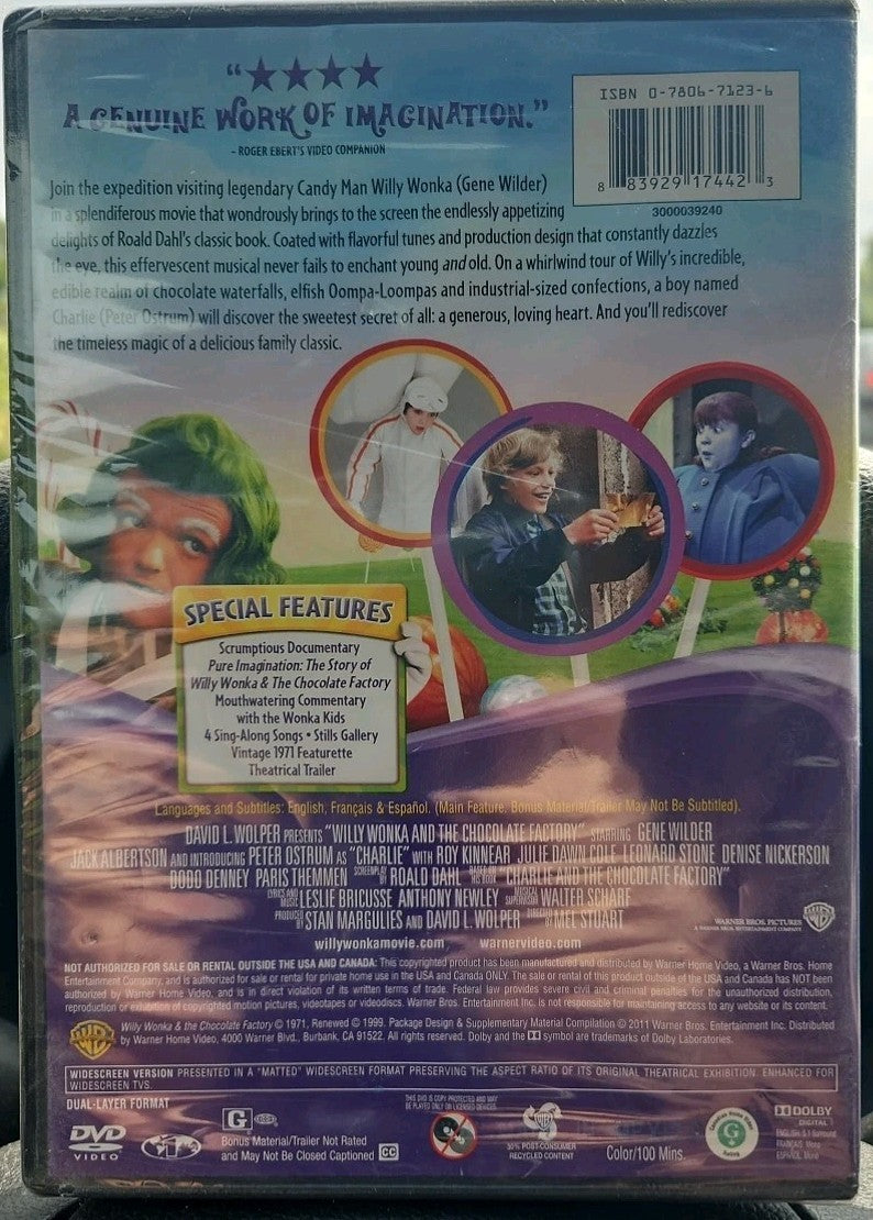 Willy Wonka & the Chocolate Factory (DVD, 1971) Sealed