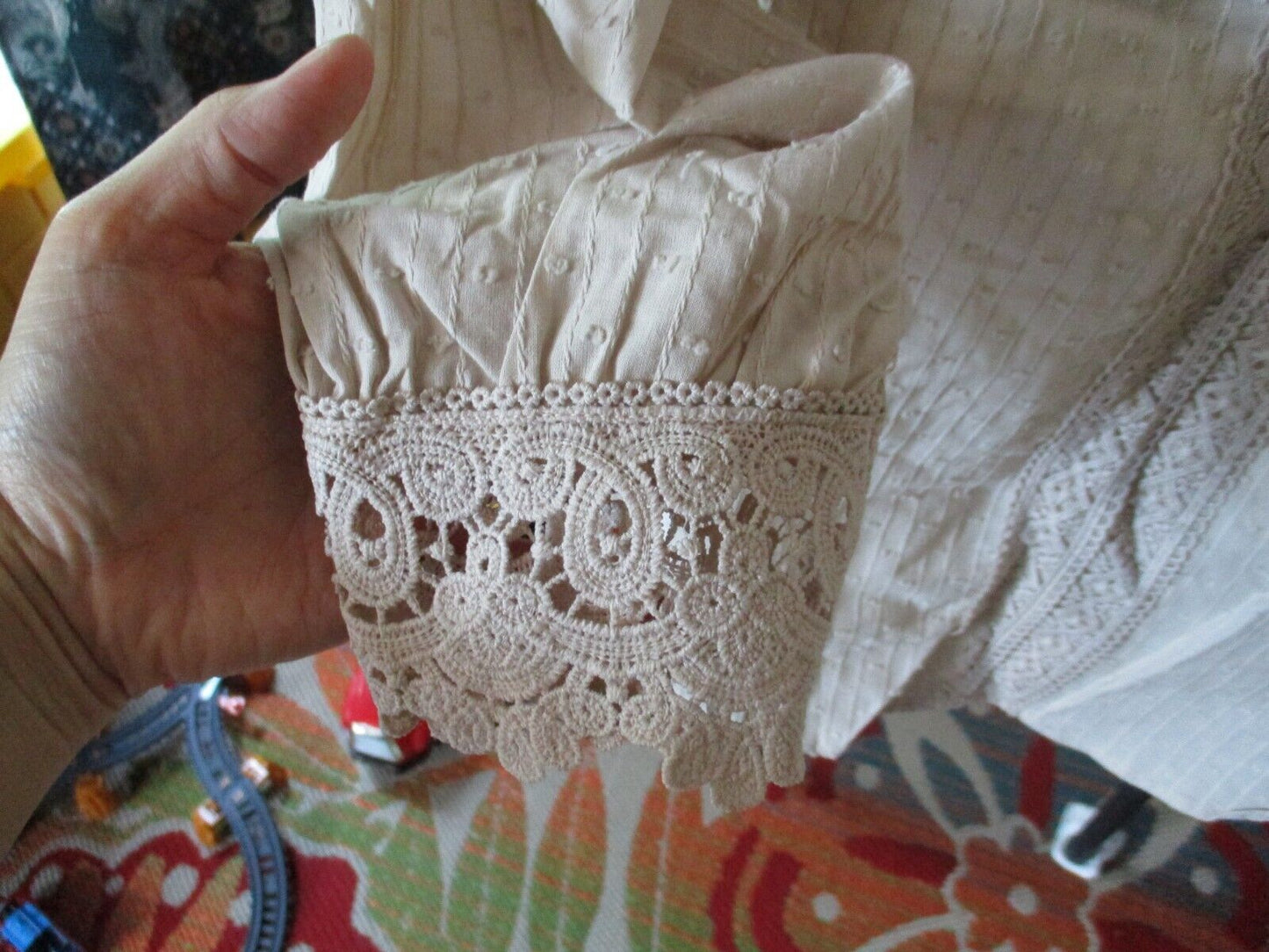 MINE Blouse Top Shirt Tunic Crochet SMALL NEW