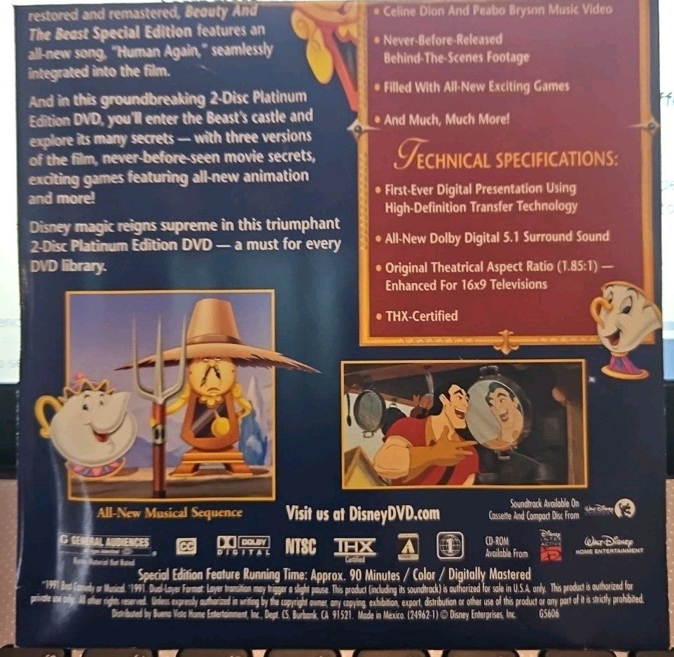Beauty and the Beast (DVD, 2002, 2-Disc Set, Special Edition) + CD-ROM