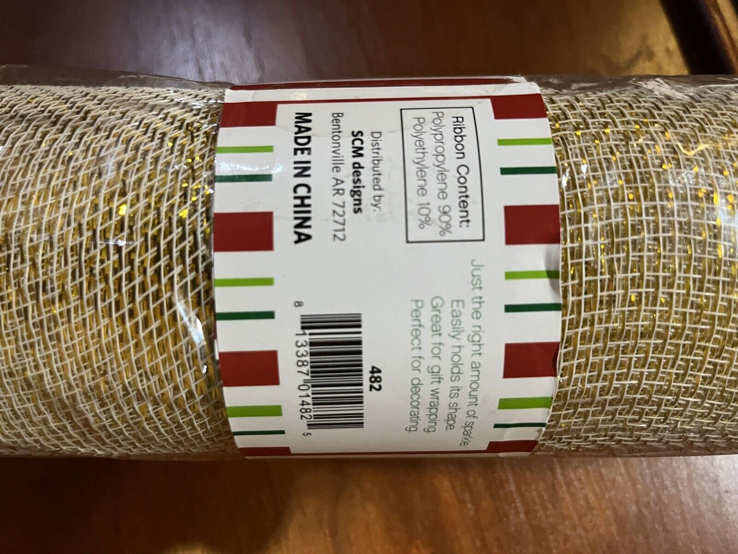 Gold Decorative Mesh Ribbon  21” By 30’