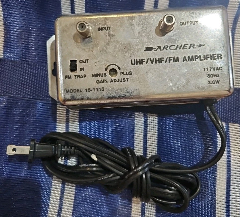 Archer UHF/VHF/FM Amplifier 117VAC 60Hz 3.6W Model 15-1113A