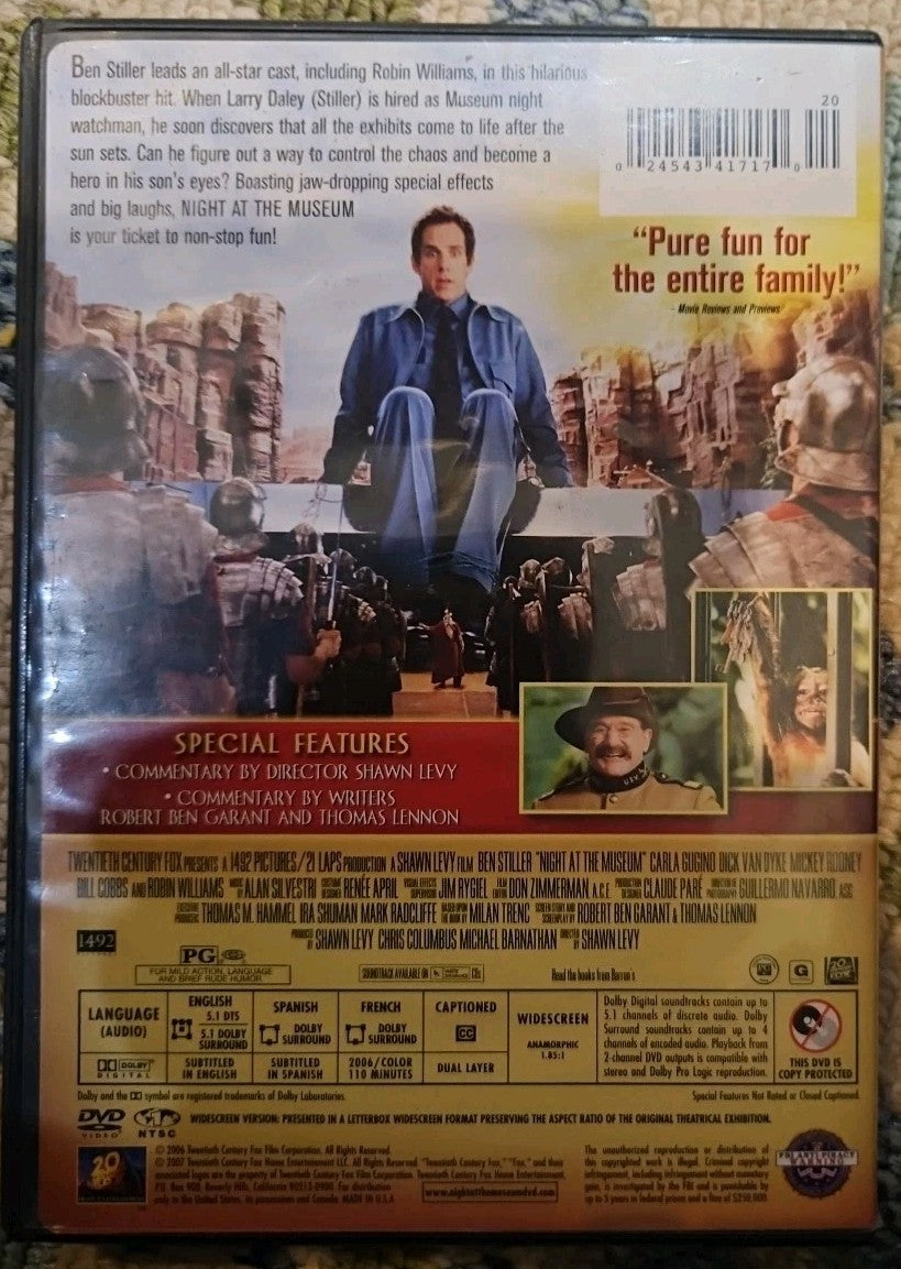 Night at the Museum + Battle of Smithsonian 2-Pack (DVD) Tested. New Case. Resea