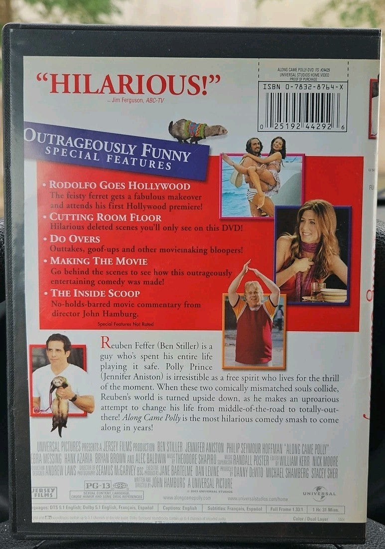 Along Came Polly (DVD, Full Frame Edition) Tested. Slim Case. Cropped Artwork