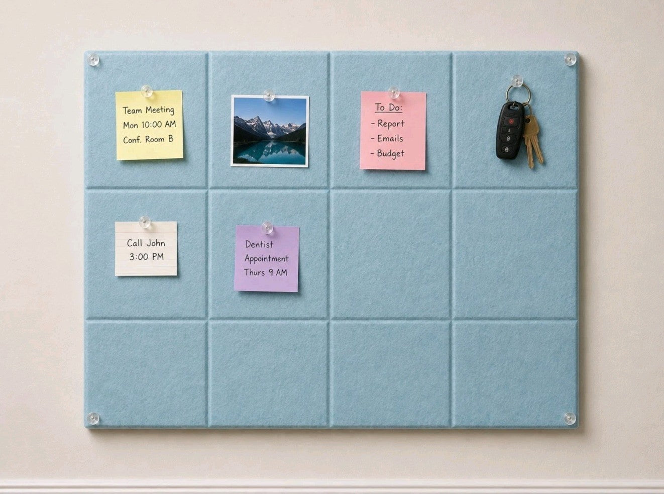 Fluxynara 12 Felt Wall Tiles with Adhesive Tabs Baby Blue Color 9.5" x 3/8"