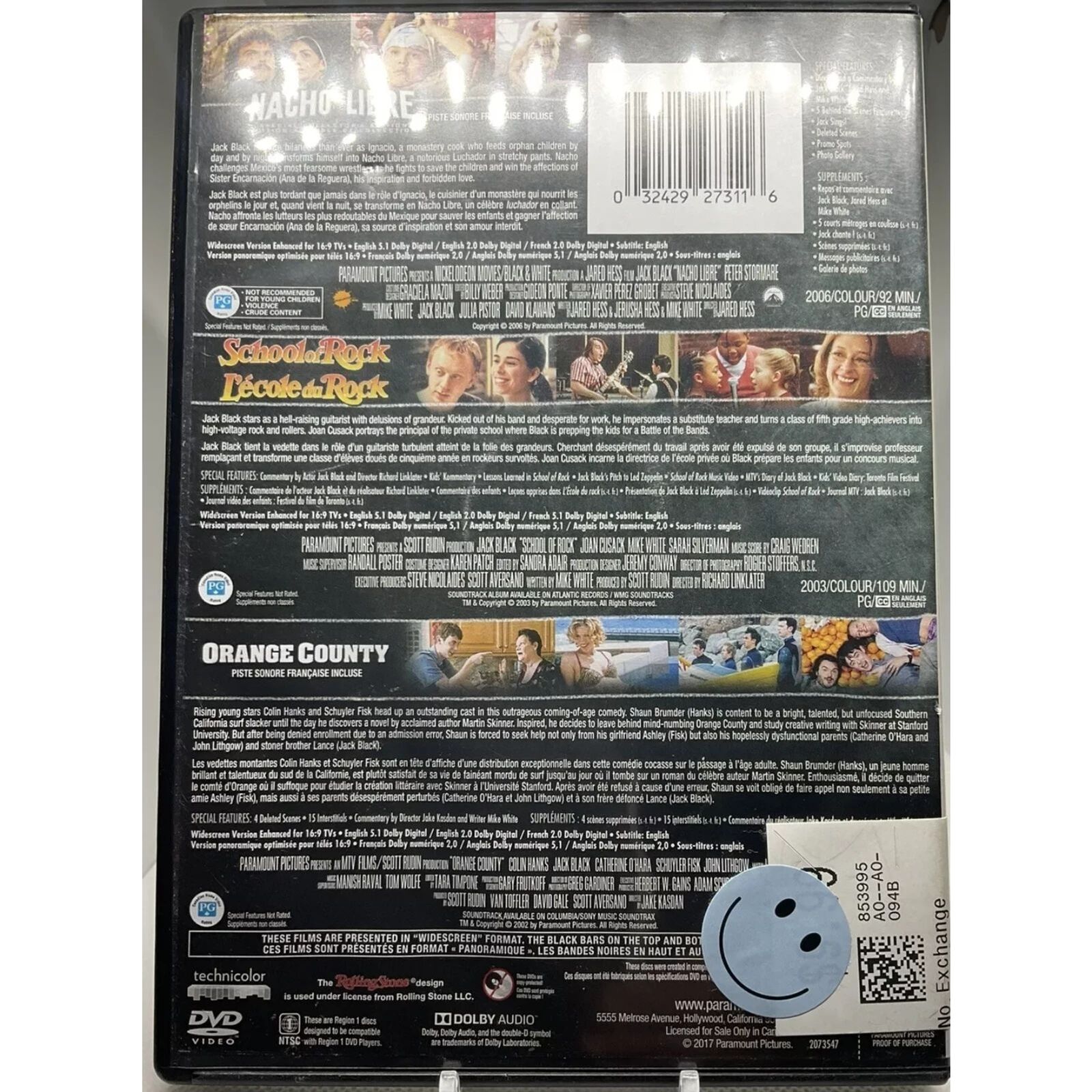 Nacho Libre / School of Rock / Orange County (DVD) Brand New