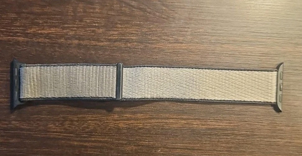 Band Fits Apple Watch 38 40 41mm Series 1-11 SE Gray Nylon Hook & Loop Sport