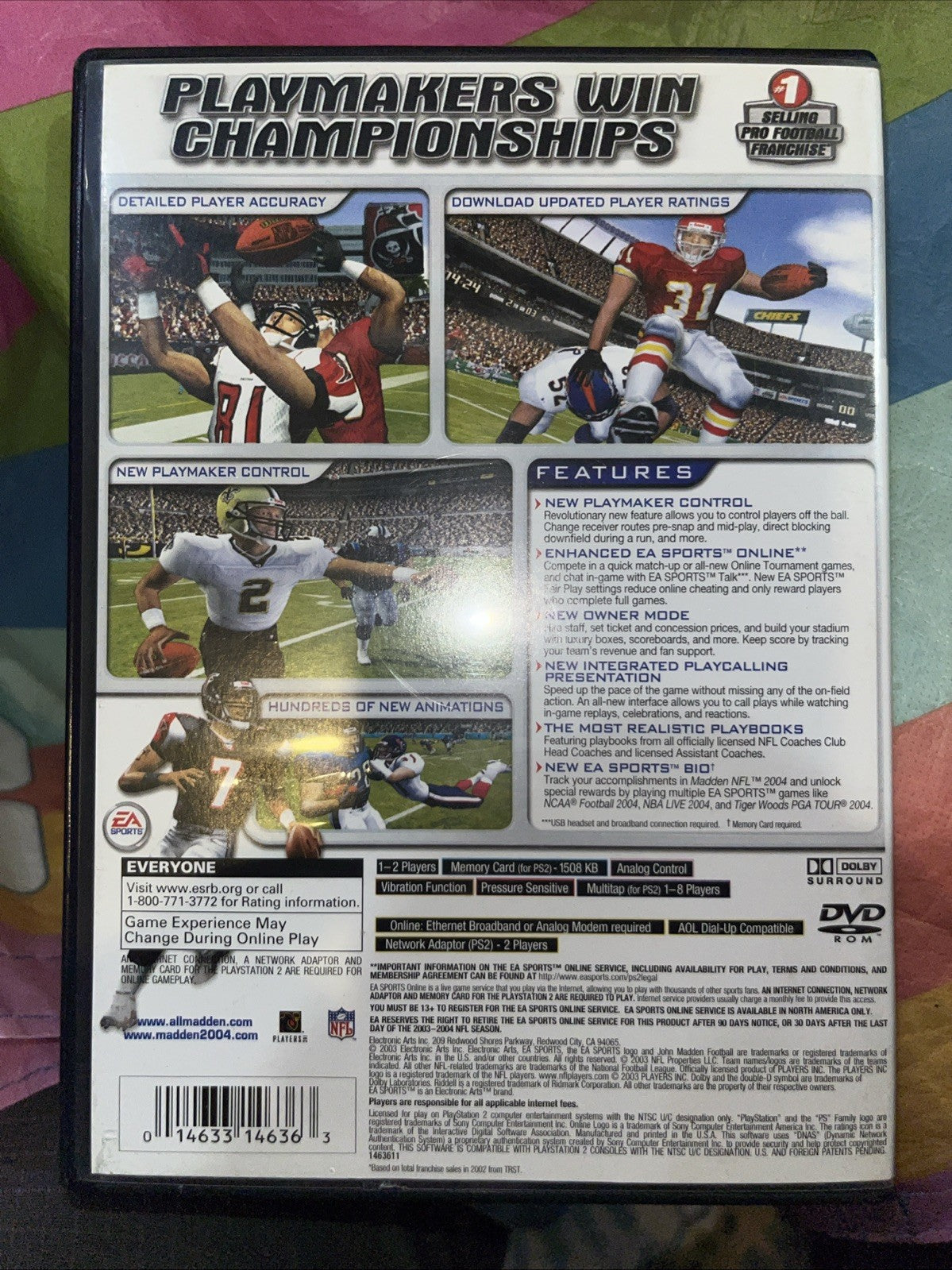 Madden NFL 2004 (PS2) W/Manual + Reg. Tested. CIB. See Pics