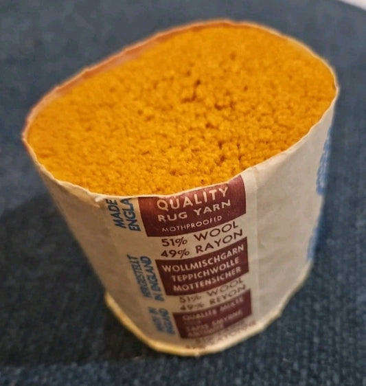 Readicut Hook Rug Mustard 3"  Wrapped Mothproof 51% Wool 49% Viscose