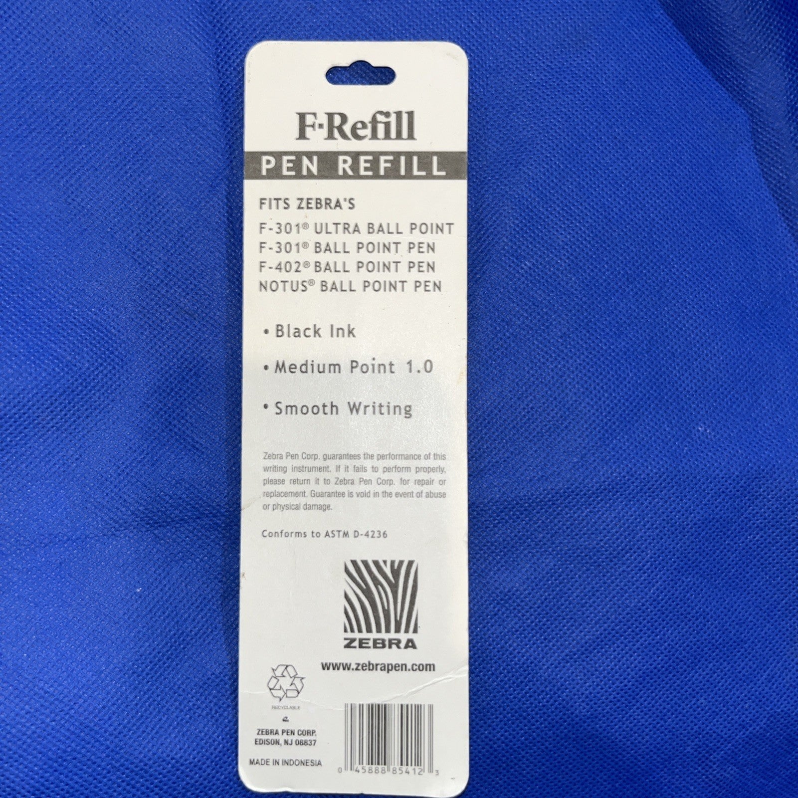 Zebra Refill for F-301 F-301 Ultra F-402 301A Spiral Ballpoint Med Black 2/Pack