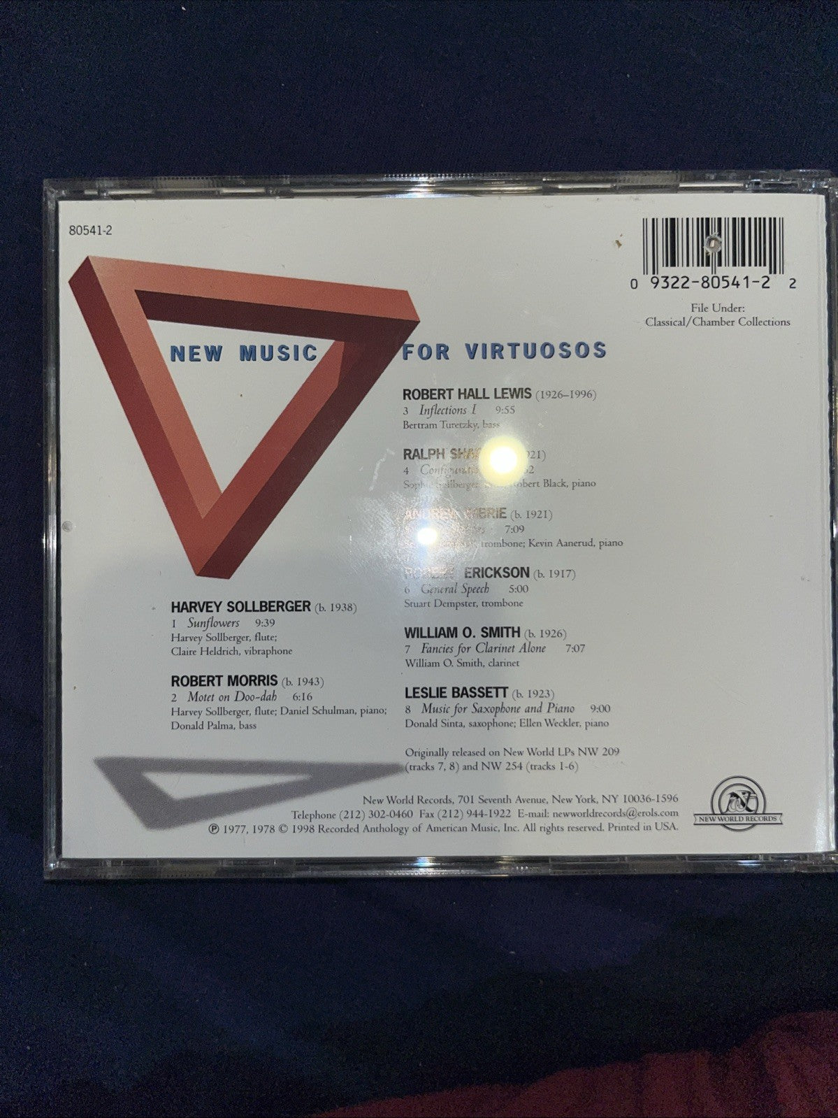 New Music Virtuosos by Erickson / Sollberger / Imbrie / Lewis (CD, 1998)