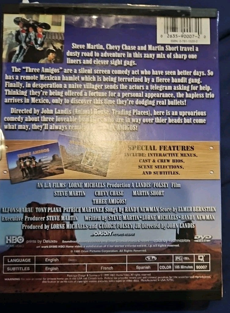 Three Amigos (DVD, 1986) Tested. No Scratches