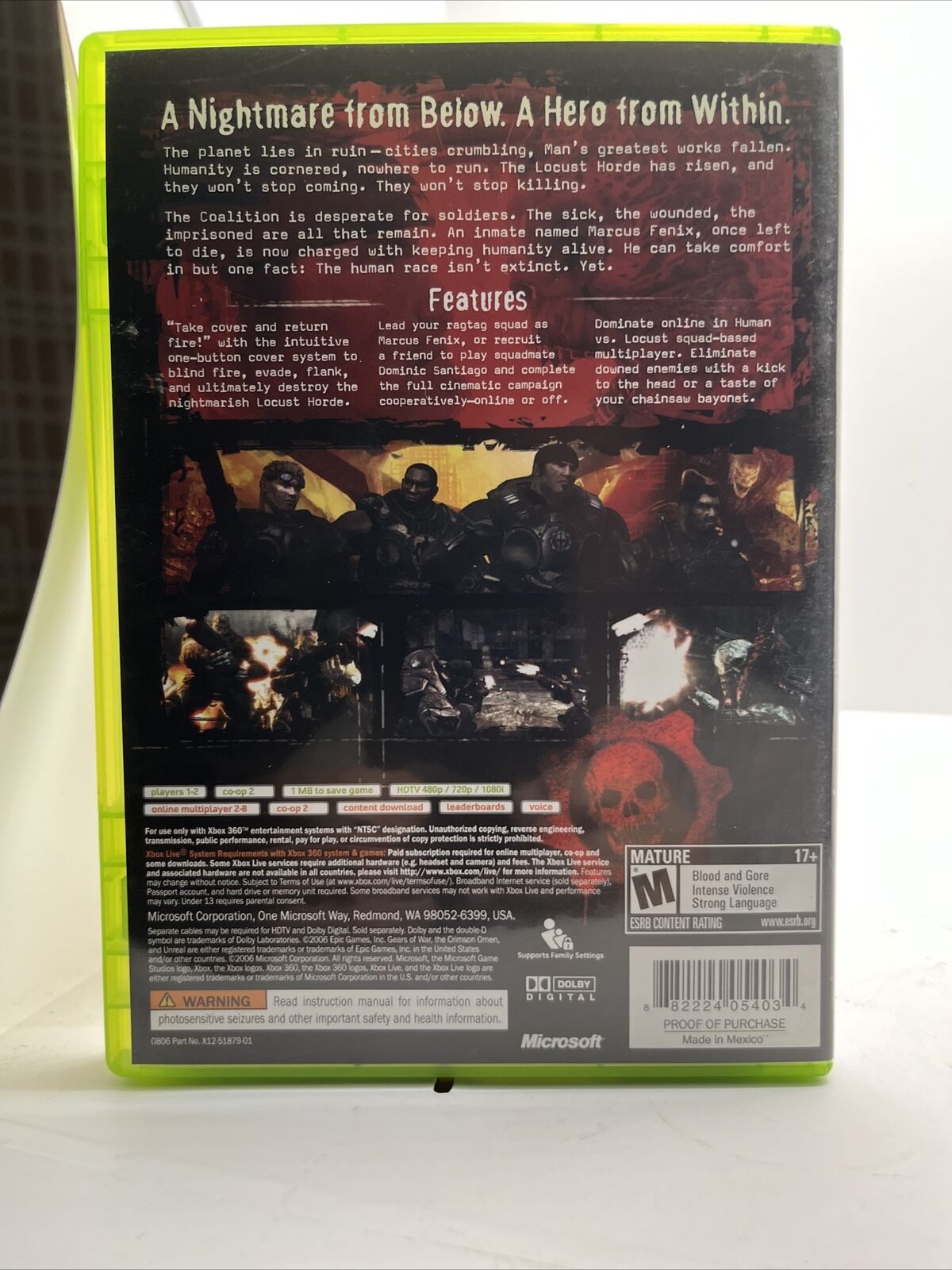 Xbox 360 Game Gears of War (Microsoft Xbox 360,) Complete Xbox 360 Game