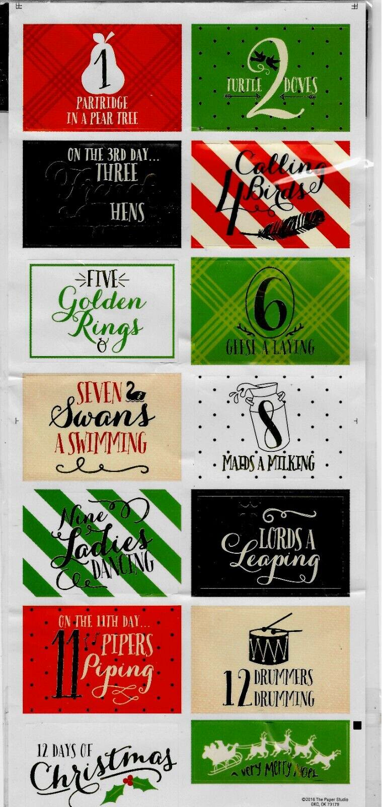 Stick-A-Bilities Christmas Foil Stickers.  1 Sheet = 14 Stickers