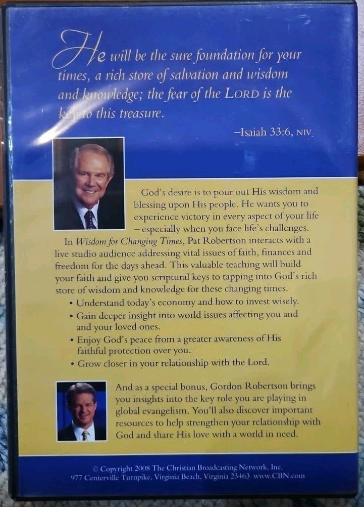 Wisdom for Changing Times (DVD, 2008) Pat Robertson ~ New Sealed