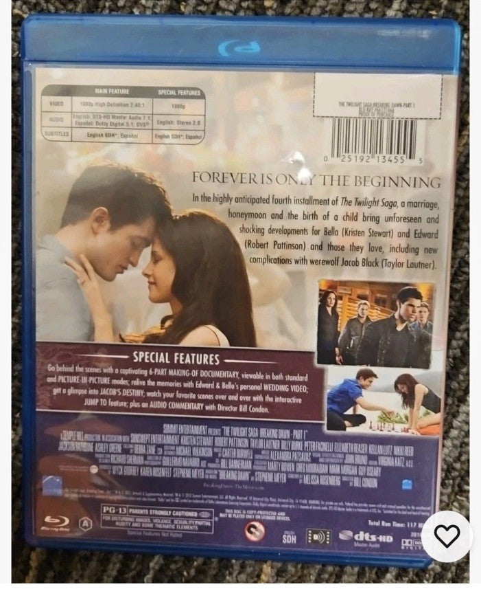 The Twilight Saga: 5-Movie Collection (Bluray) Individually Packaged. No Dowload