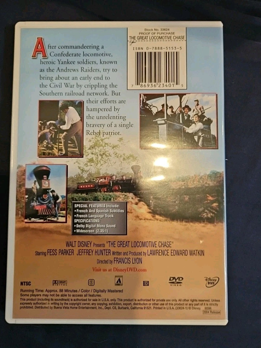 The Great Locomotive Chase (DVD, 1956)