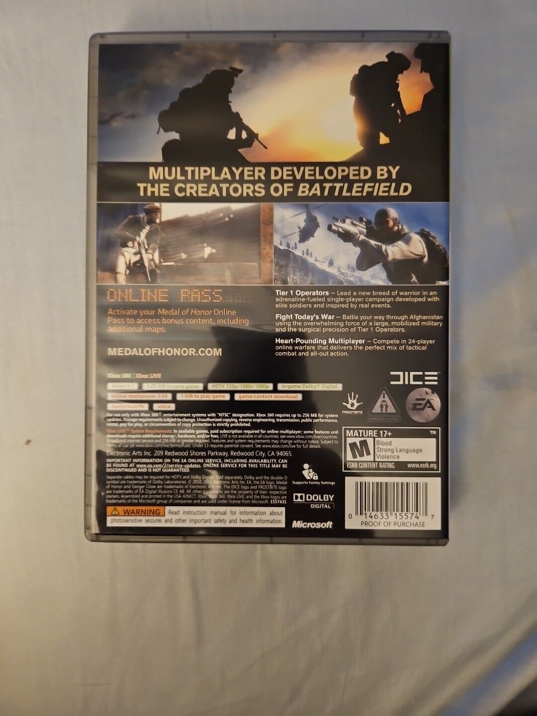 Medal of Honor --Platinum Hits (Microsoft Xbox 360, 2010)