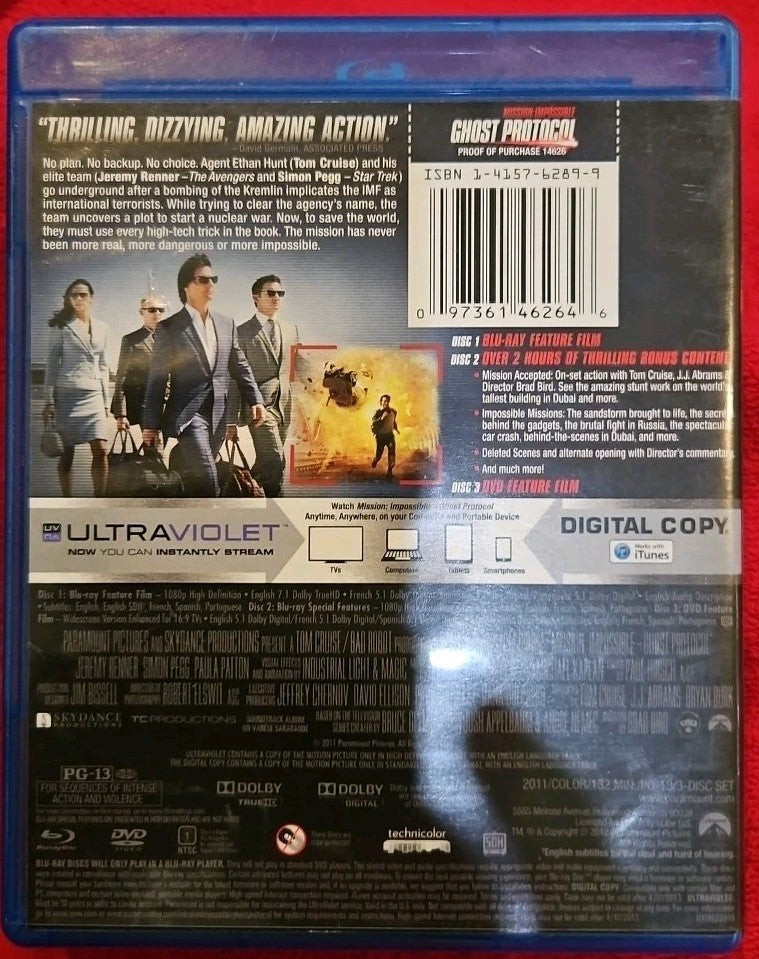 Mission Impossible: Ghost Protocol (Blu-ray) No Digital Download. New Sealed