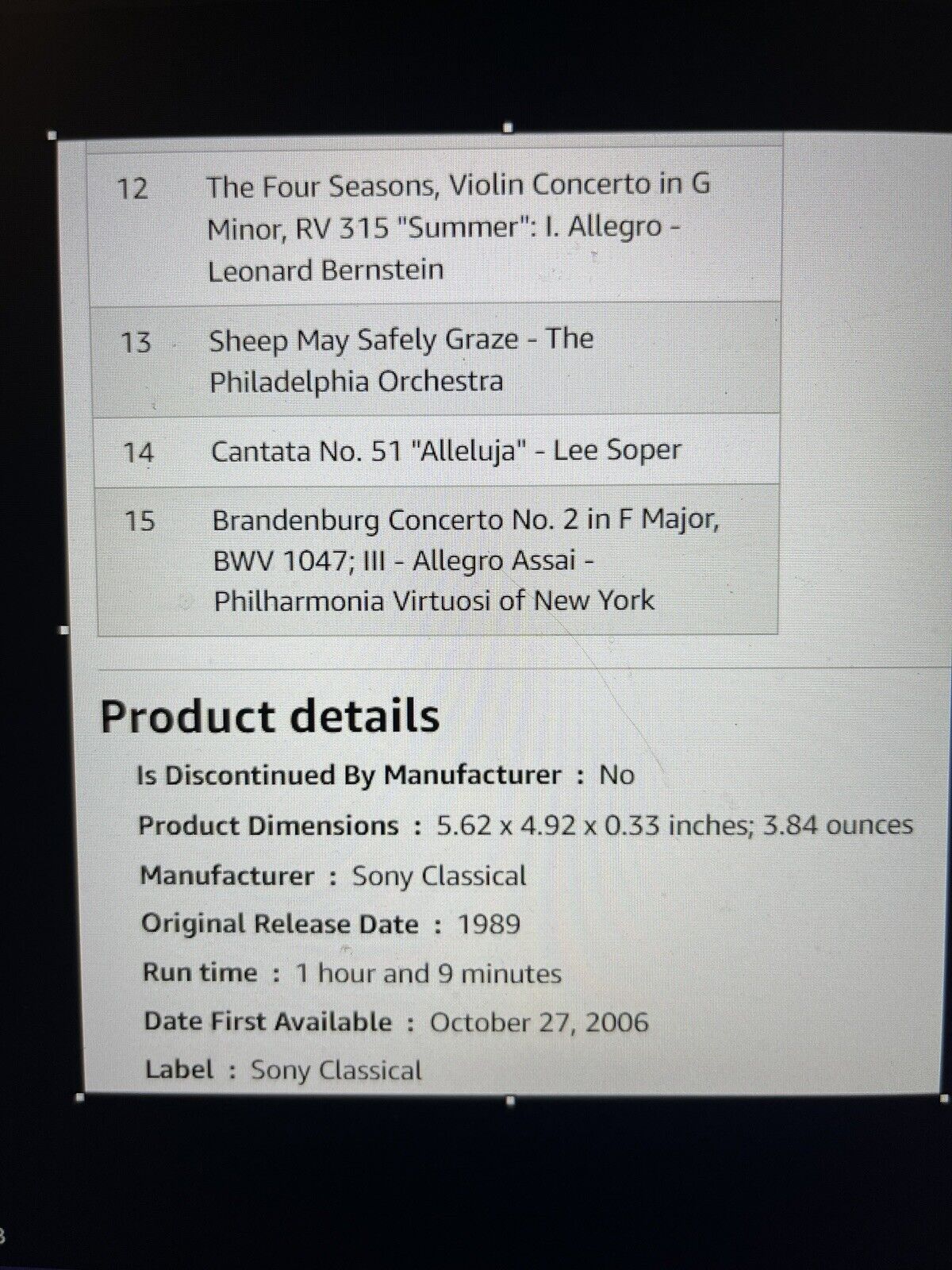 CBS Masterworks Dinner Classics: Sunday Brunch Album (CD, CBS Masterworks) - NEW