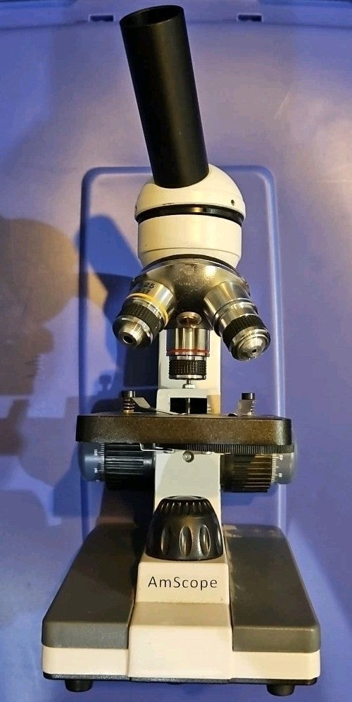 AmScope M150C 40x-1000x Portable Compound Microscope. Missing Eyepiece. Tested